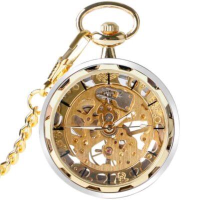 Montre à Gousset Mécanique <br>Skeleton Dorée