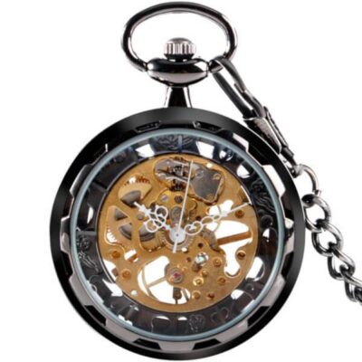 Montre à Gousset Mécanique <br>Skeleton Noire